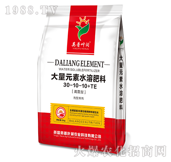 大量元素水溶肥料30-10-10+TE-英普葉潤(rùn)