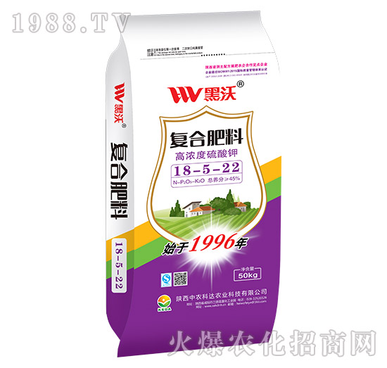 高濃度硫酸鉀復(fù)合肥料18-5-22-黑沃-中農(nóng)科達(dá)