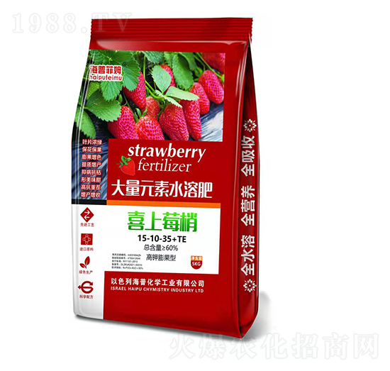 高鉀膨果型大量元素水溶肥15-10-35+TE 喜上莓梢 海普化學(xué)