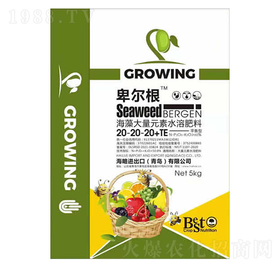 海藻大量元素水溶肥料20-20-20+TE-卑爾根-海略