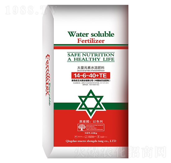 10kg大量元素水溶肥料10-6-40+TE-宏正大肥業(yè)