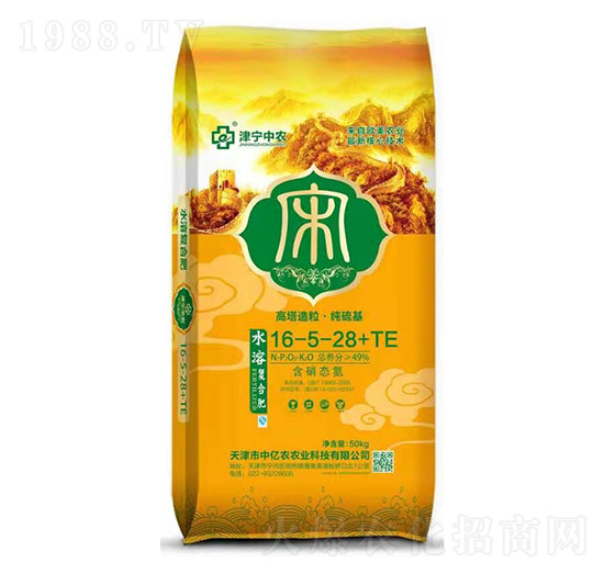 高塔造粒水溶復(fù)合肥16-5-28+TE-中億農(nóng)