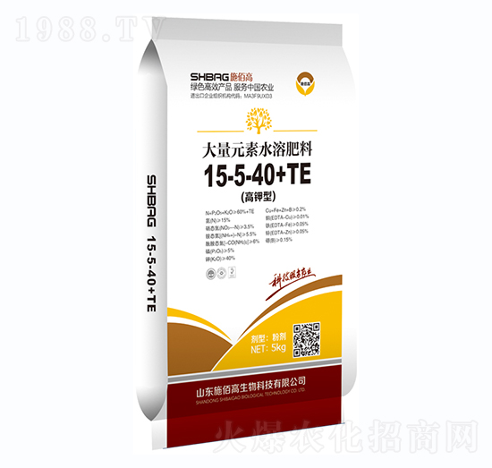 高鉀型大量元素水溶肥15-5-40+TE-施佰高