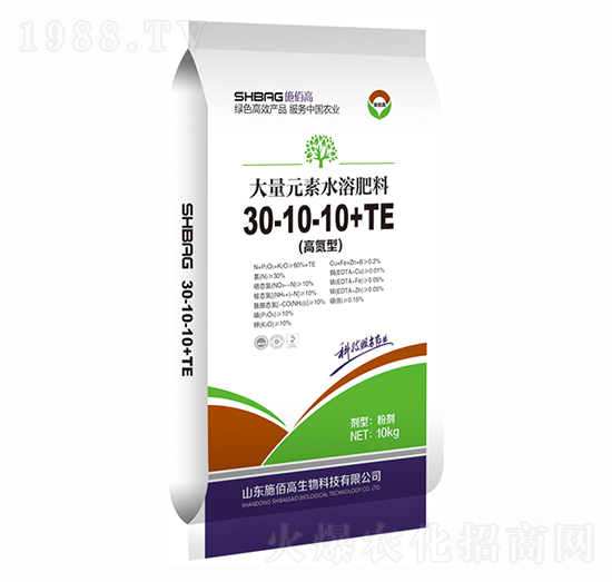 10kg高氮型大量元素水溶肥30-10-10+TE-施佰高