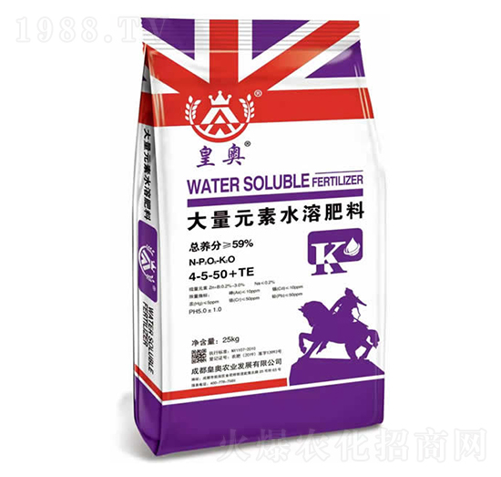 大量元素水溶肥4-5-50+TE-皇奧