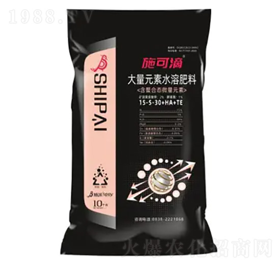 大量元素水溶肥料15-5-30+HA+TE-施可滴-施派作物