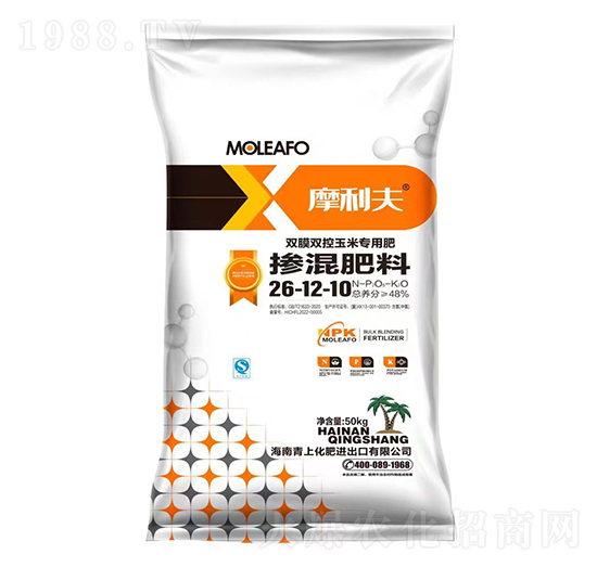 雙膜雙控玉米專(zhuān)用摻混肥料26-12-10-摩利夫-青上化肥