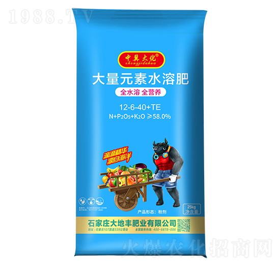 25kg大量元素水溶肥12-6-40+TE-中冀大化-大地豐