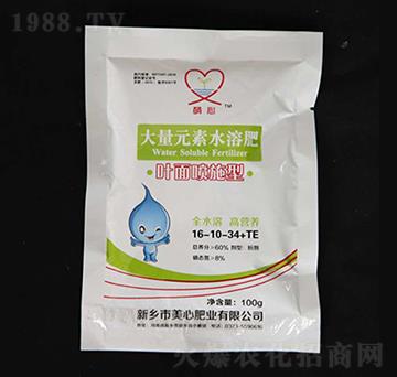 100克葉面噴施型大量元素水溶肥16-10-34+TE-美心肥業(yè)