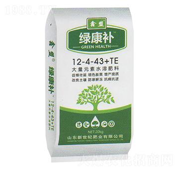 大量元素水溶肥12-4-43+TE-綠康補(bǔ)-新世紀(jì)肥業(yè)