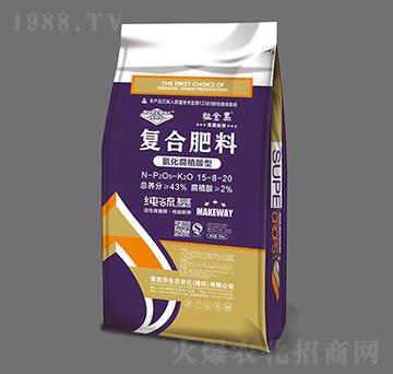 50kg氨化腐植酸型復(fù)合肥料15-8-20-粒金黑-美凱華